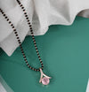 Contemporary Rose Quartz Mangalsutra with Rose Gold Pendant
