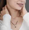 Floral Rose Gold Mangalsutra with Teardrop Pendant & Pearl Accent