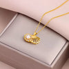 Seashell - Pearl Embellished Pendant Necklace