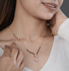 Floral Rose Gold Mangalsutra with Teardrop Pendant & Pearl Accent