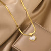 Pearl Heart Snake Chain Necklace