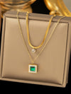 Rhinestone & Emerald-Studded Pendant Chain