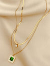 Rhinestone & Emerald-Studded Pendant Chain