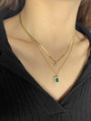Rhinestone & Emerald-Studded Pendant Chain